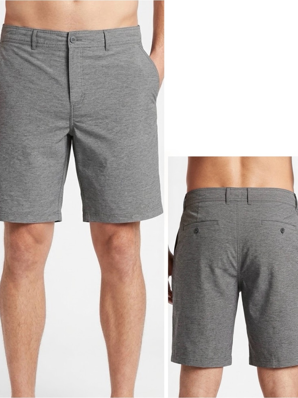 GOODFELLOW Lightweight Grey Flat-Front Stretch Shorts — Men’s Golf Casual